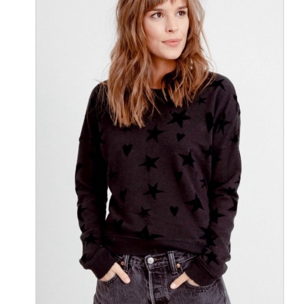 Rails Marlo Pullover Flocked Hearts and Stars Sweatshirt